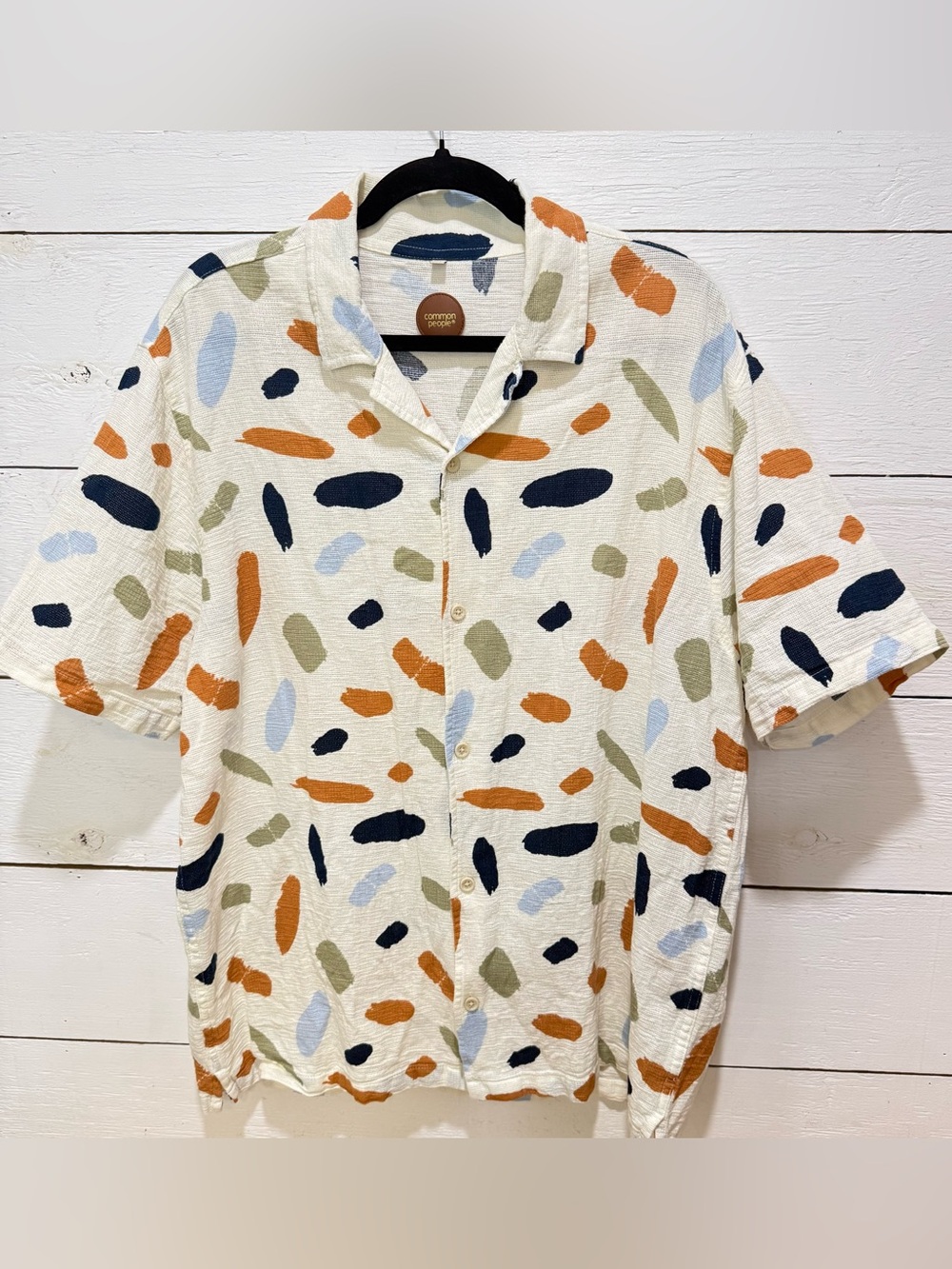 Common People lightweight 100% Cotton Print Short Sleeve ButtonUp Shirt XL